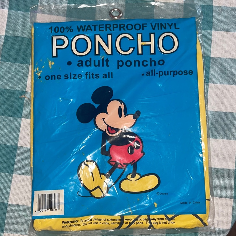 Vintage Disney Mickey Mouse waterproof Poncho Yellow